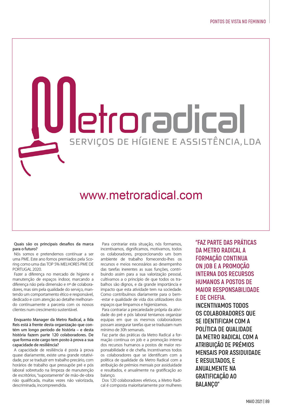 Press Release Metro Radical – Pontos de Vista – PG2